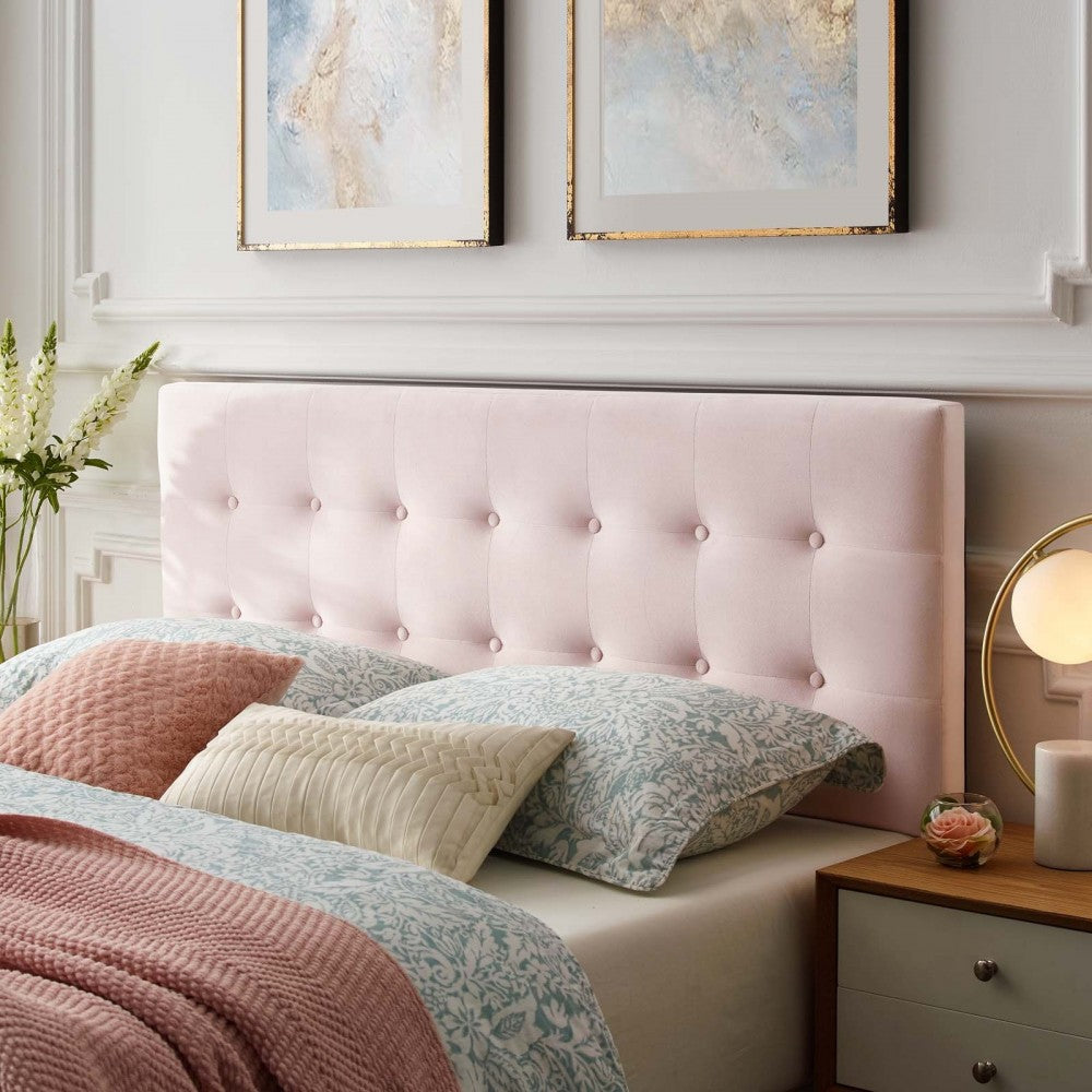 Emily Full Biscuit Tufted Performance Velvet Headboard, Pink