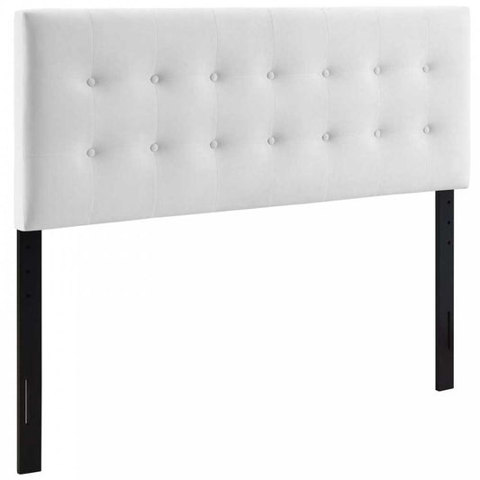 Emily Full Biscuit Tufted Performance Velvet Headboard, White