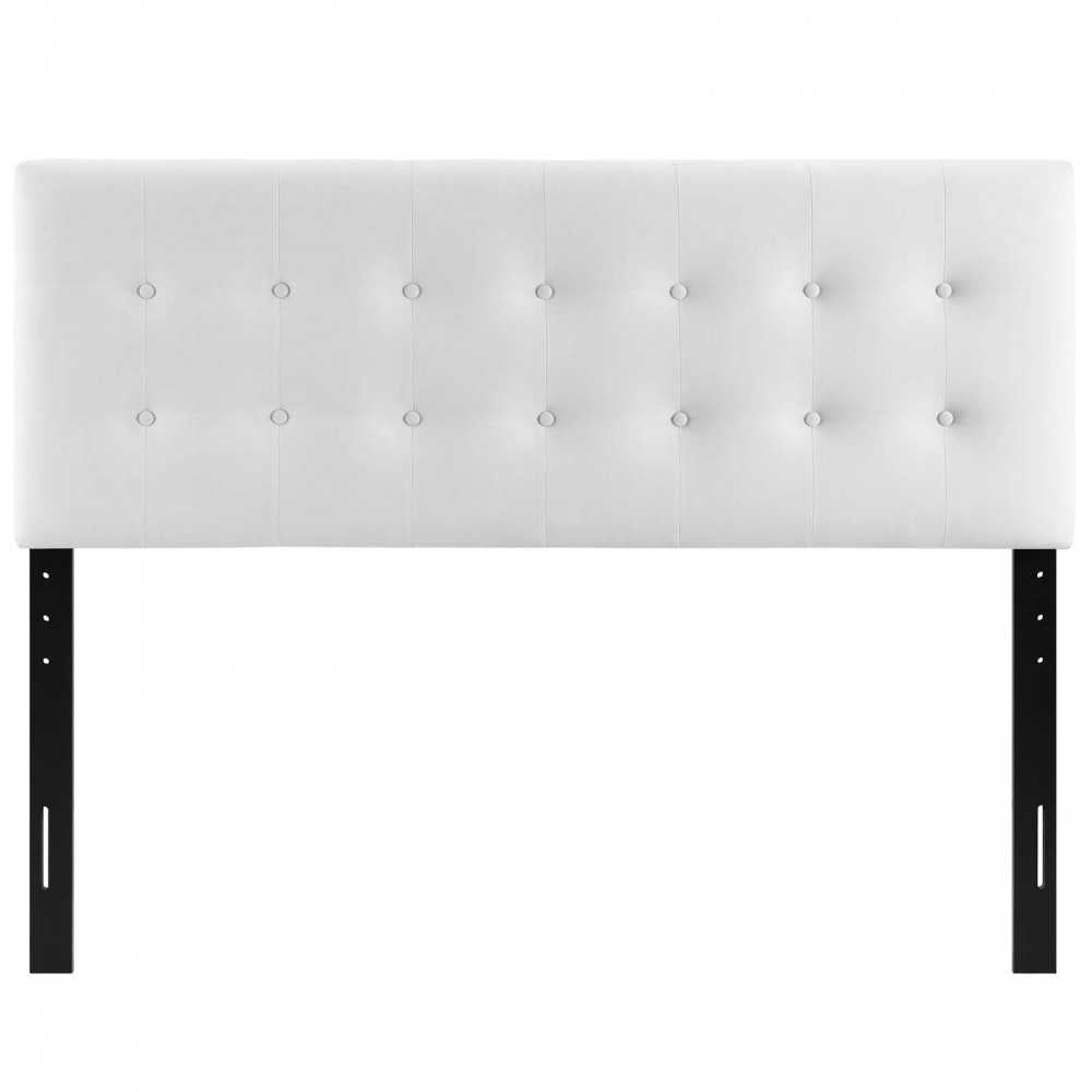 Emily Full Biscuit Tufted Performance Velvet Headboard, White