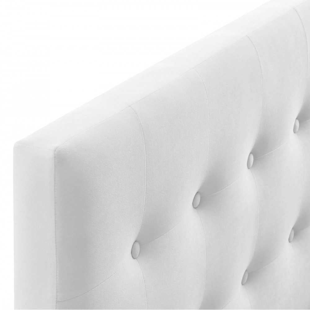 Emily Full Biscuit Tufted Performance Velvet Headboard, White