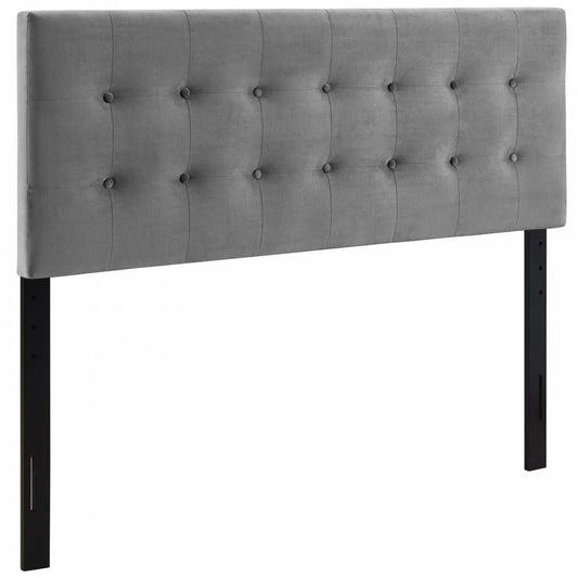 Emily Full Biscuit Tufted Performance Velvet Headboard, Gray