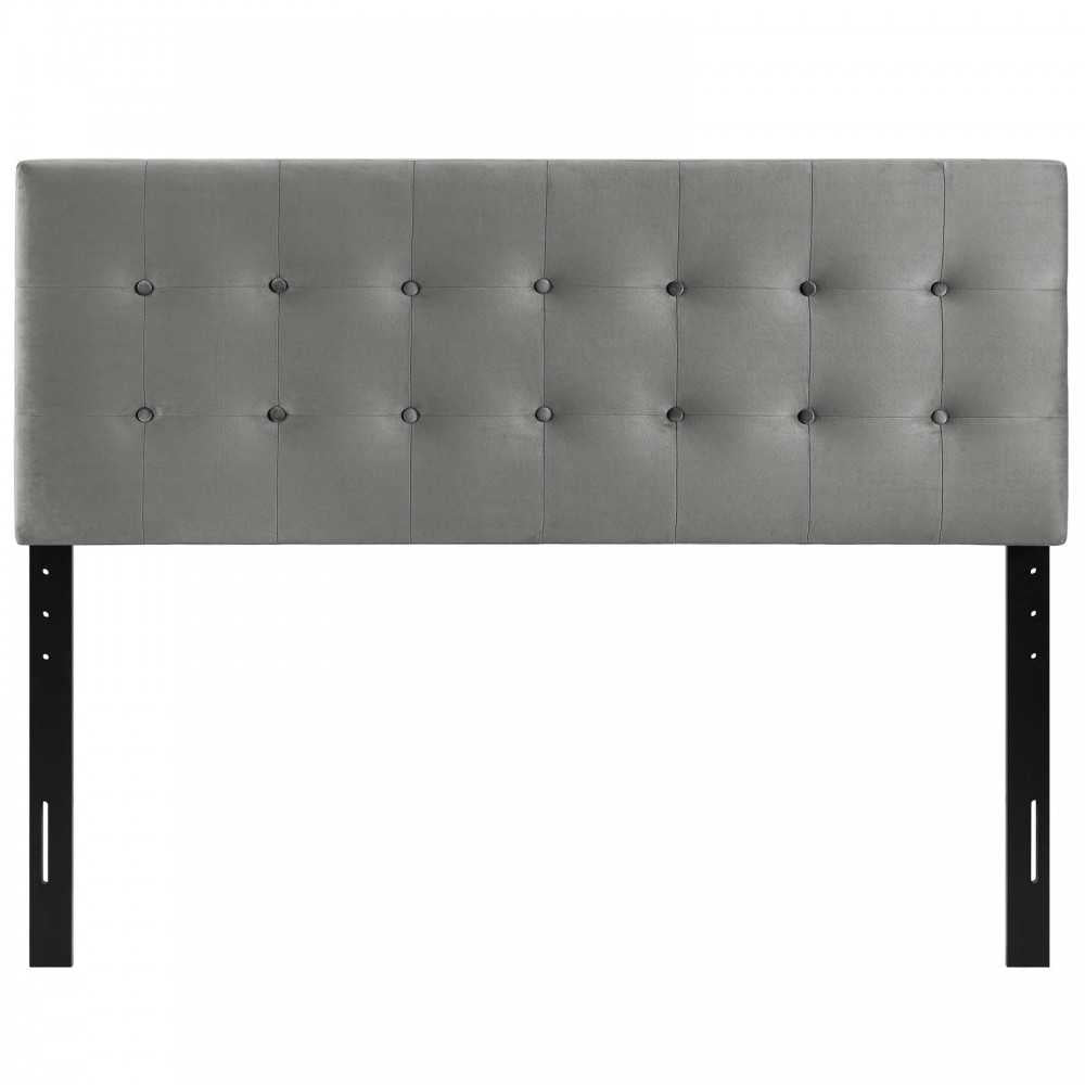 Emily Full Biscuit Tufted Performance Velvet Headboard, Gray