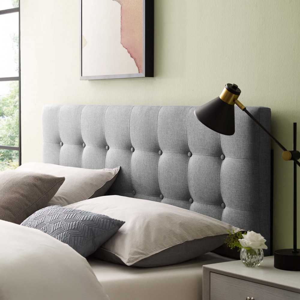 Emily Full Upholstered Fabric Headboard, Gray