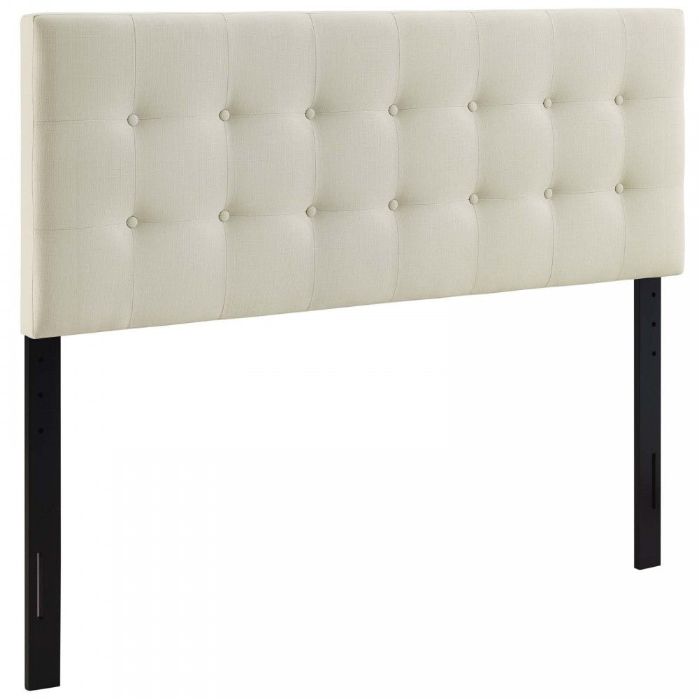 Emily Full Upholstered Fabric Headboard, Ivory