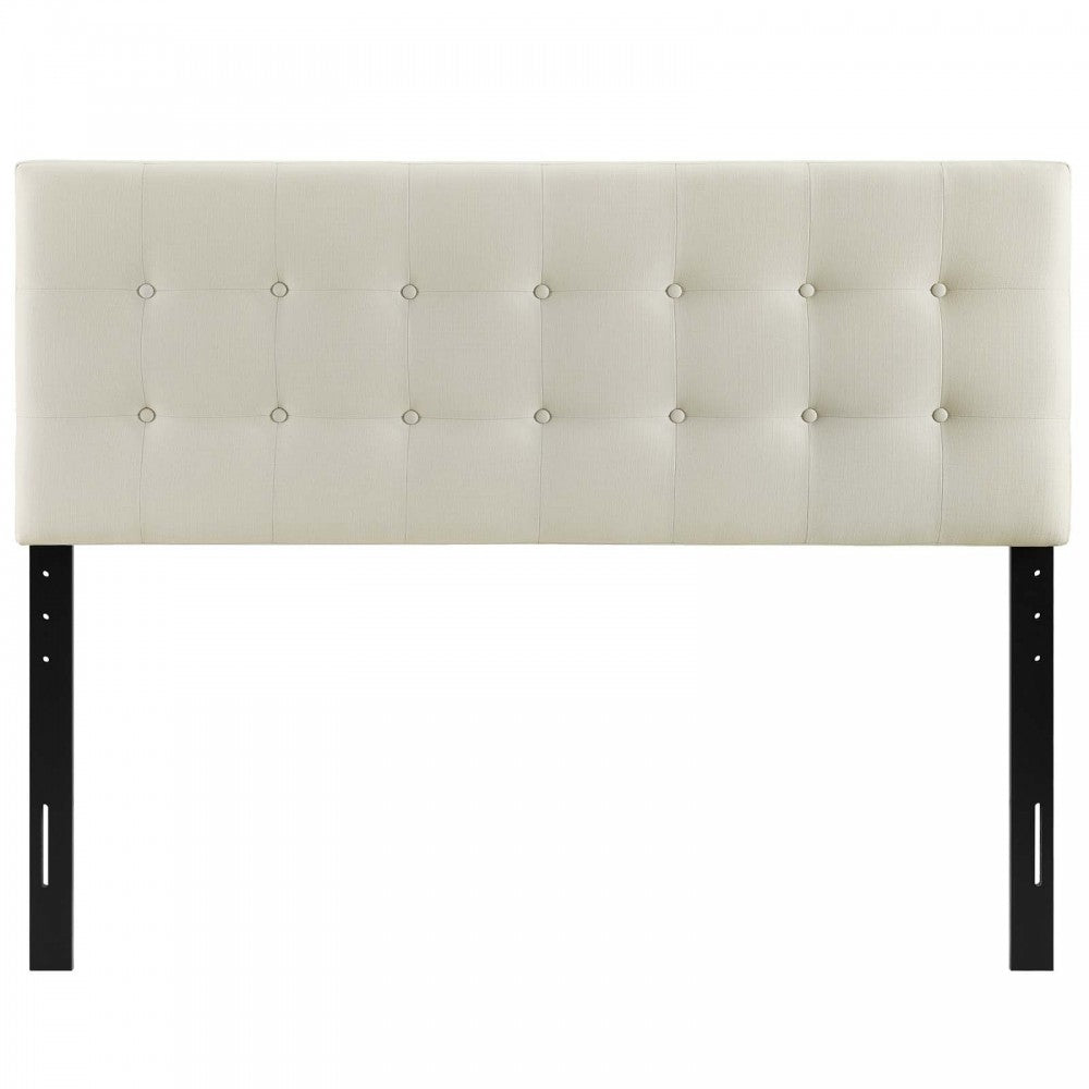 Emily Full Upholstered Fabric Headboard, Ivory