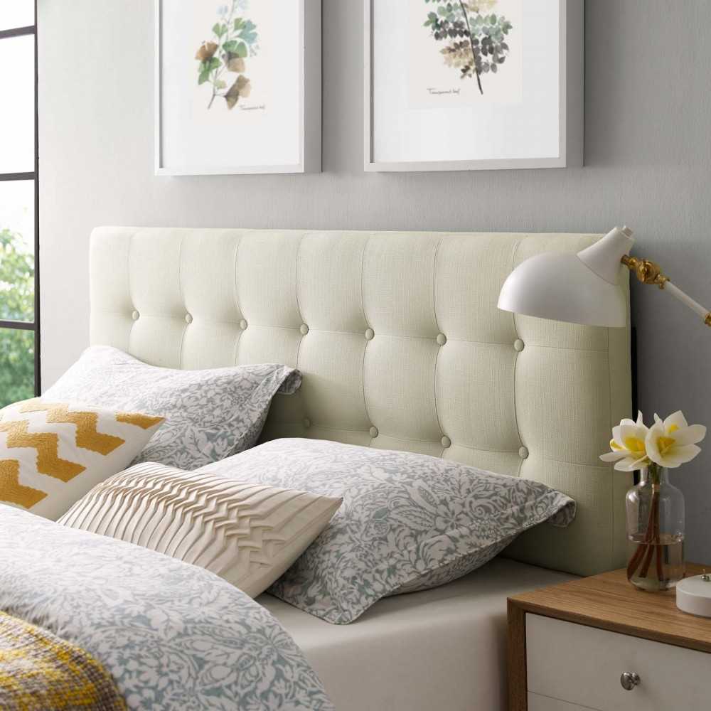 Emily Full Upholstered Fabric Headboard, Ivory