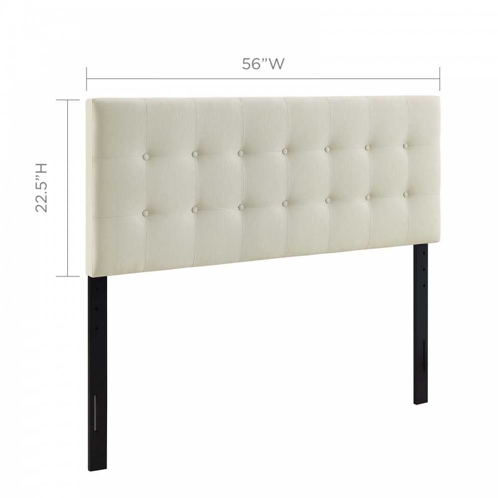 Emily Full Upholstered Fabric Headboard, Ivory