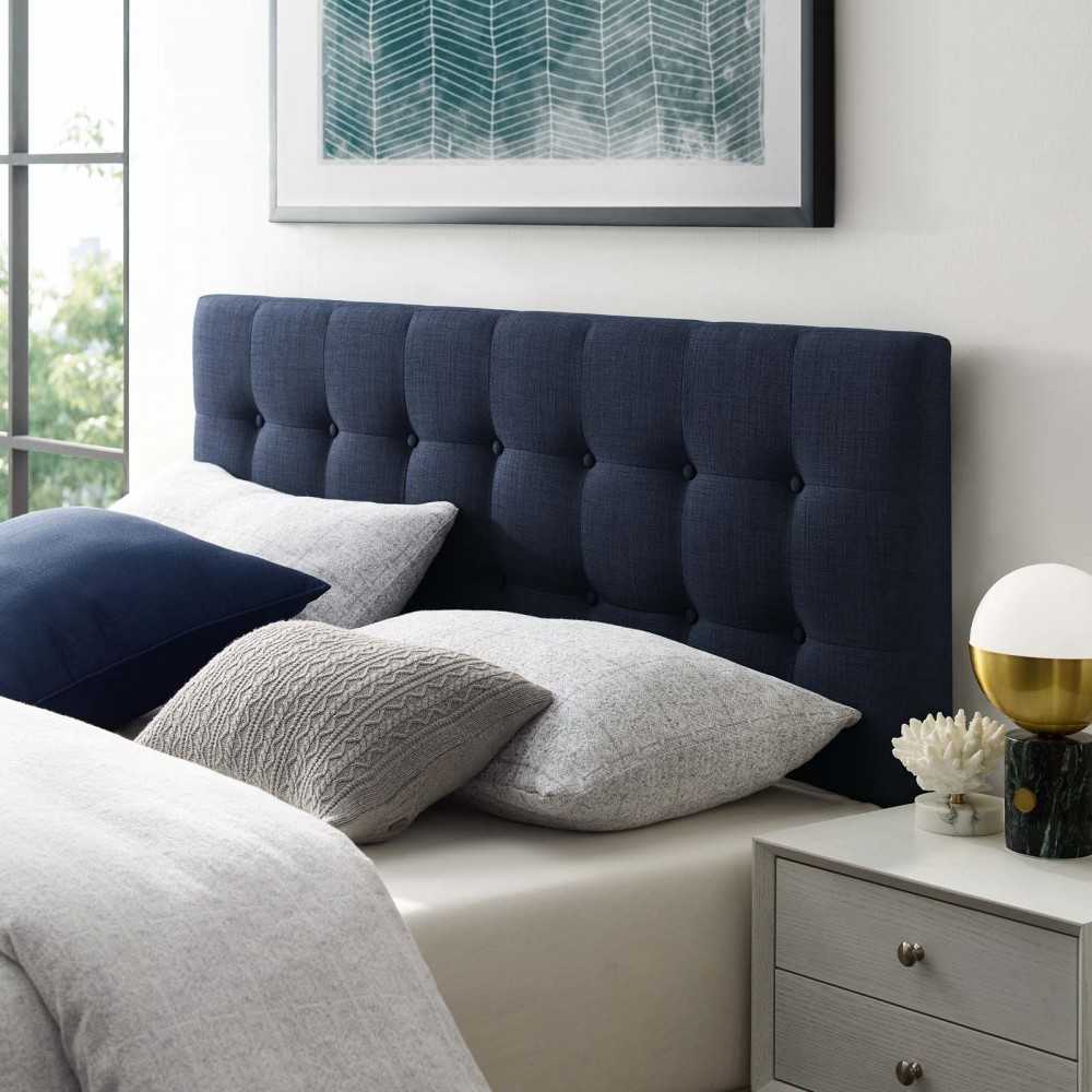 Emily Full Upholstered Fabric Headboard, Navy