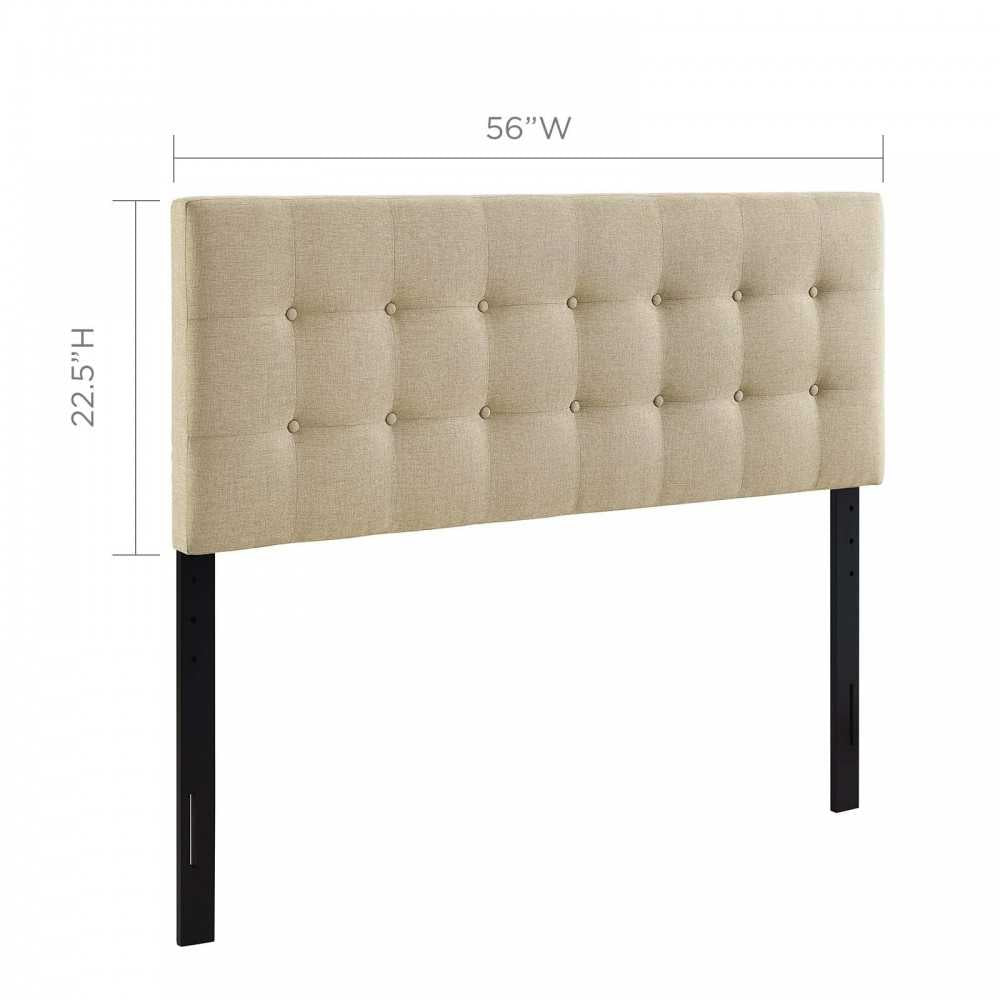 Emily Full Upholstered Fabric Headboard, Beige