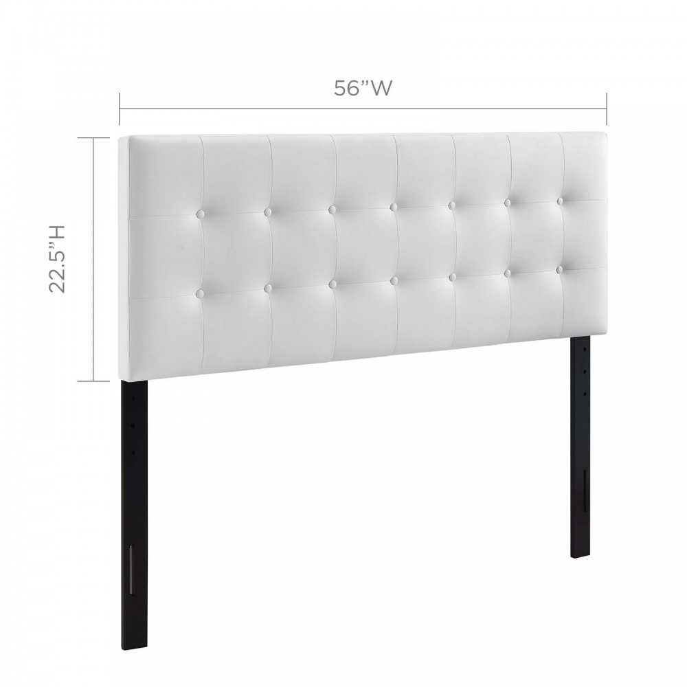 Emily Full Upholstered Vinyl Headboard, White