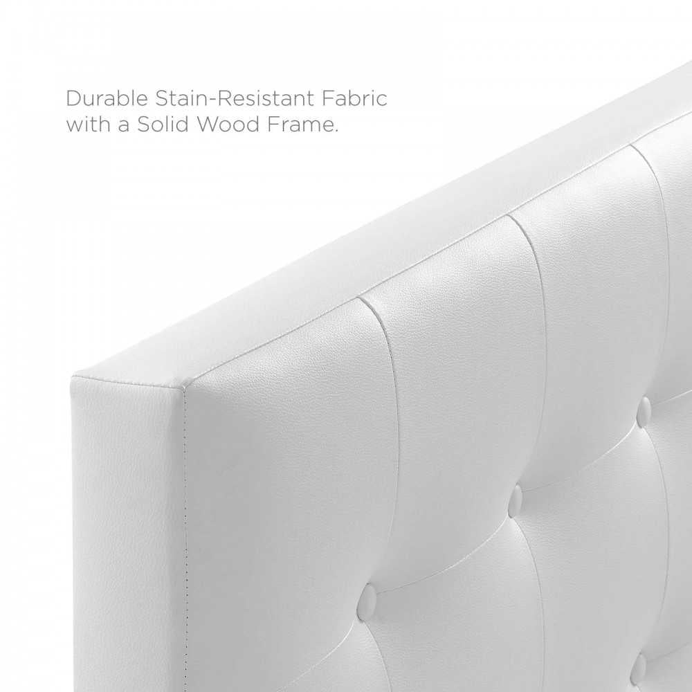 Emily Full Upholstered Vinyl Headboard, White