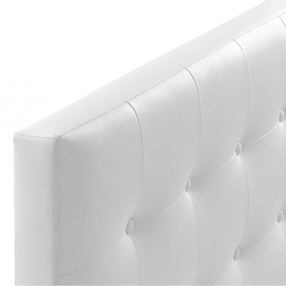 Emily Full Upholstered Vinyl Headboard, White