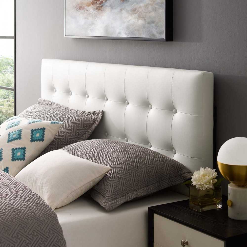 Emily Full Upholstered Vinyl Headboard, White