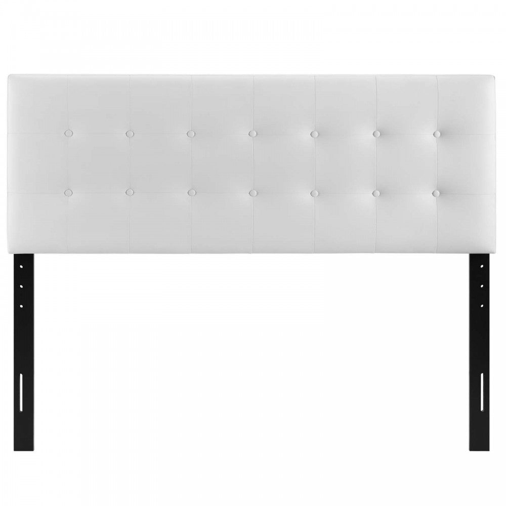 Emily Full Upholstered Vinyl Headboard, White