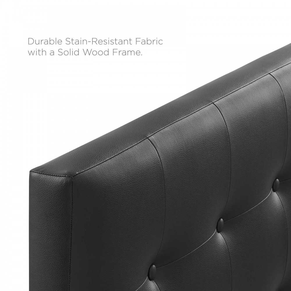 Emily Full Upholstered Vinyl Headboard, Black