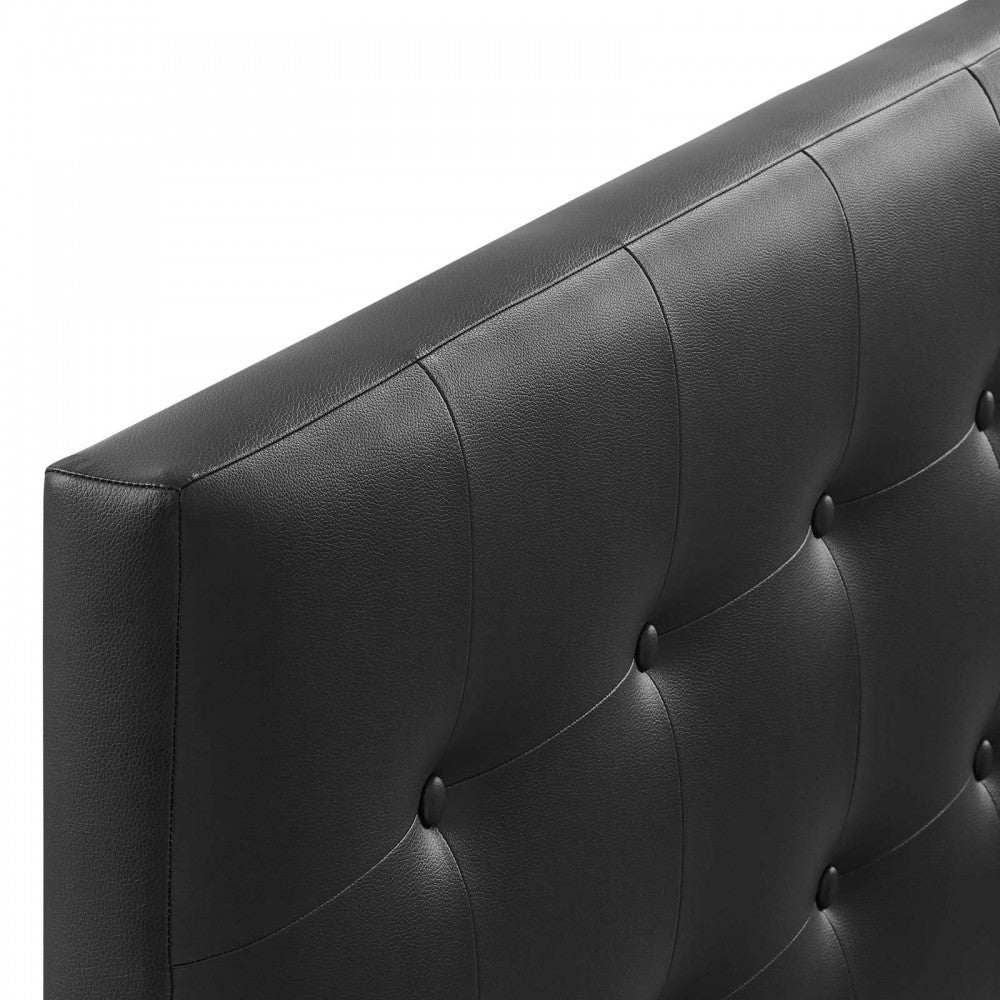 Emily Full Upholstered Vinyl Headboard, Black