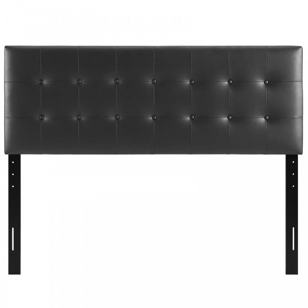 Emily Full Upholstered Vinyl Headboard, Black