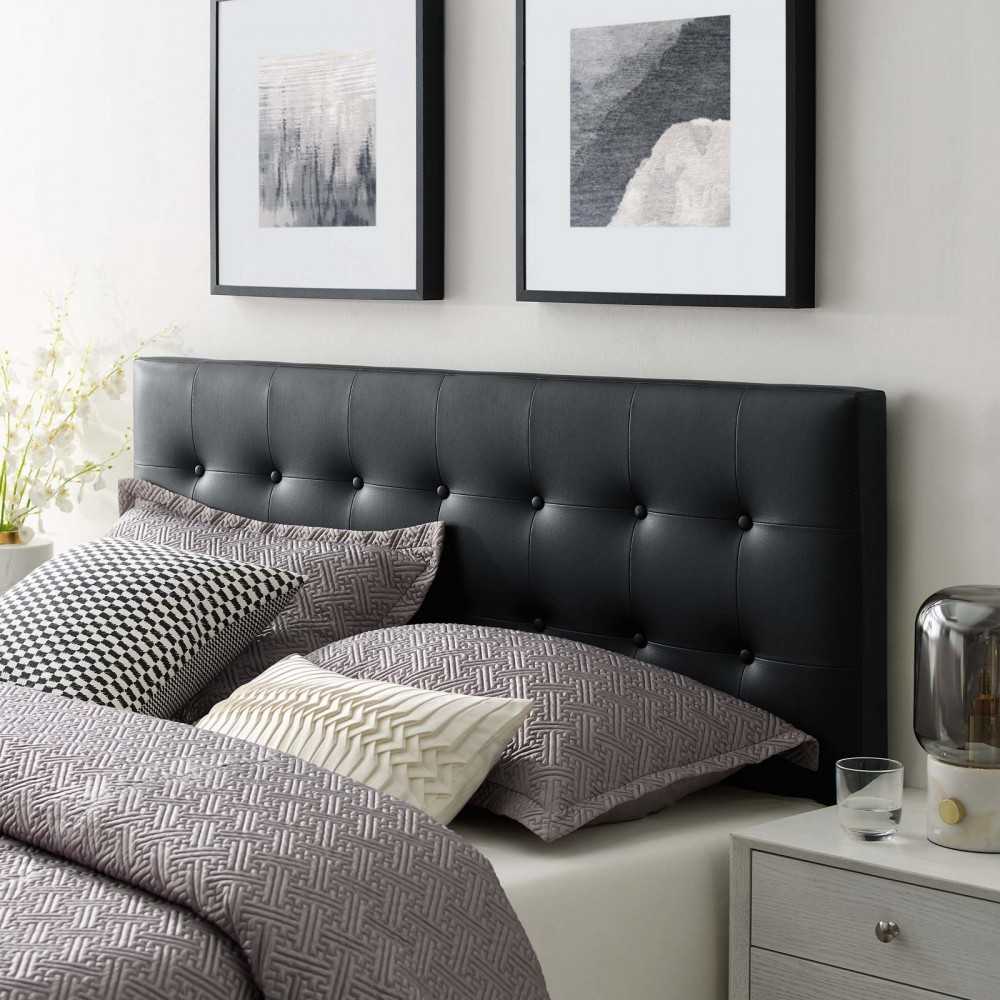 Emily Full Upholstered Vinyl Headboard, Black