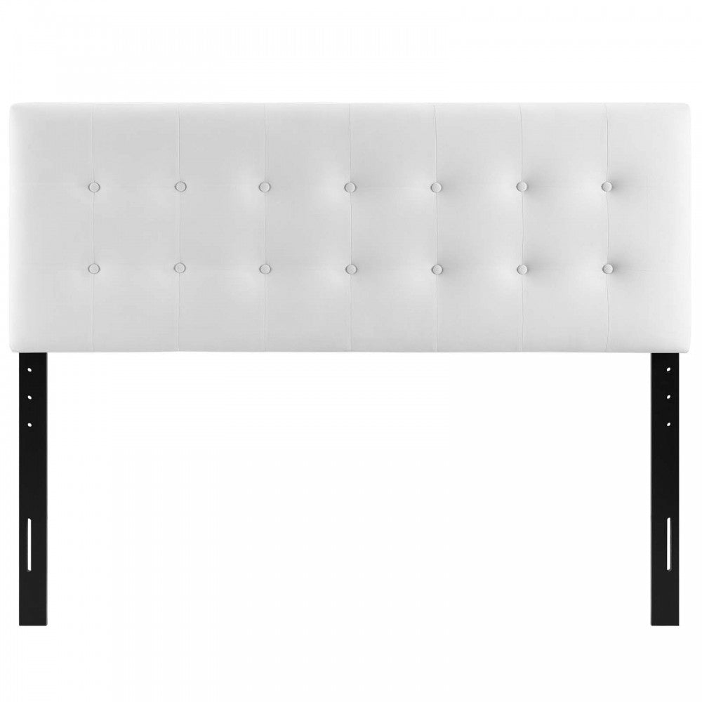 Emily King Biscuit Tufted Performance Velvet Headboard, White