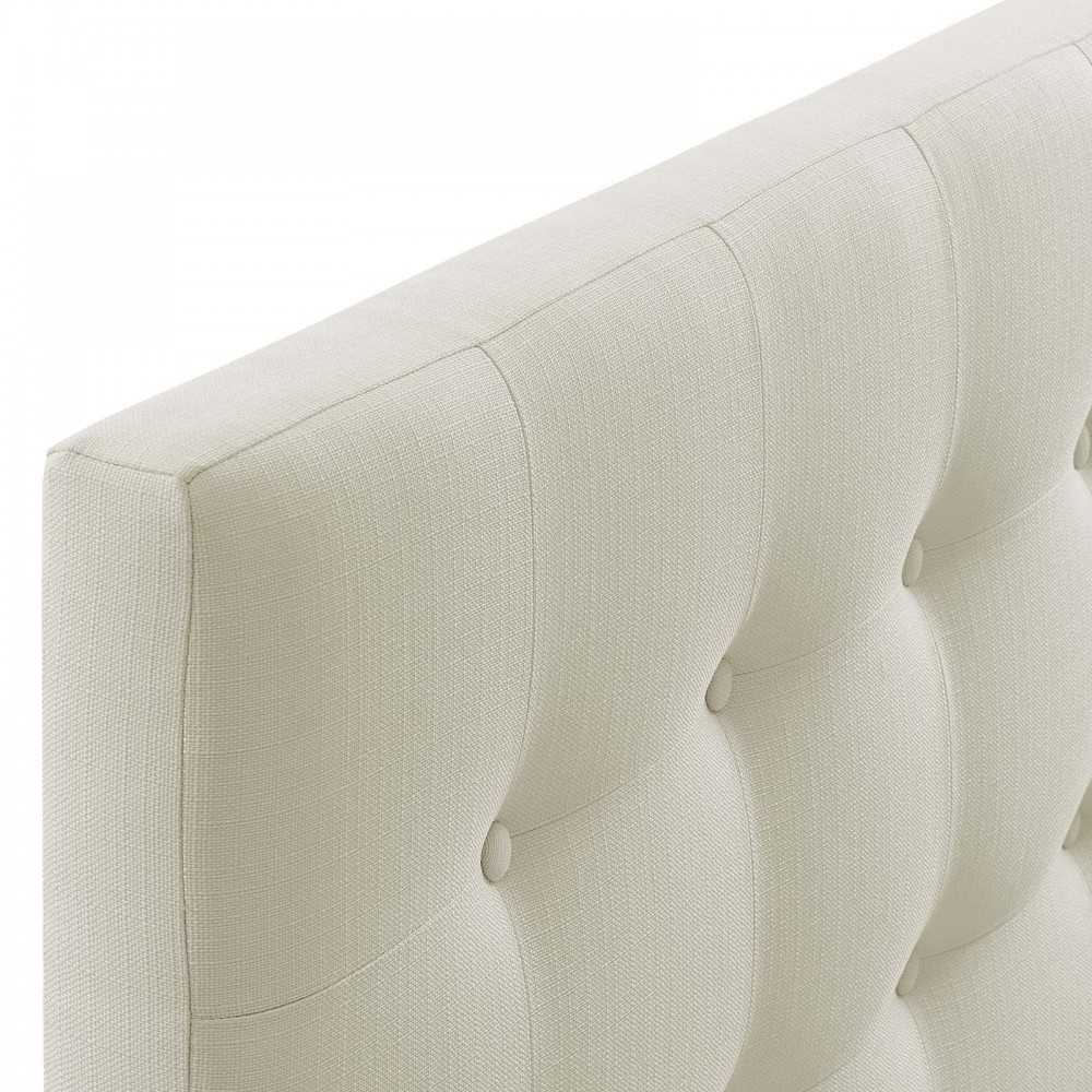 Emily King Upholstered Fabric Headboard, Ivory