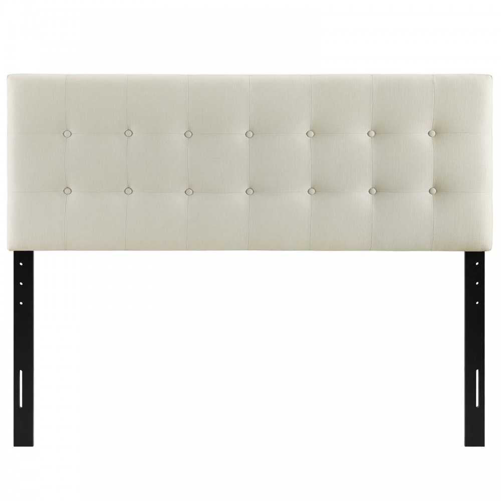 Emily King Upholstered Fabric Headboard, Ivory