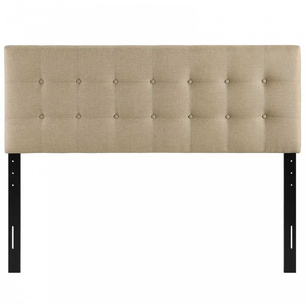 Emily King Upholstered Fabric Headboard, Beige