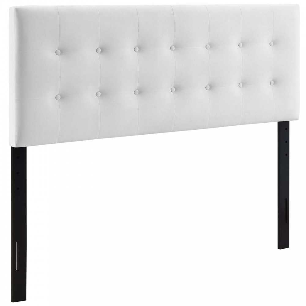 Emily Queen Biscuit Tufted Performance Velvet Headboard, White