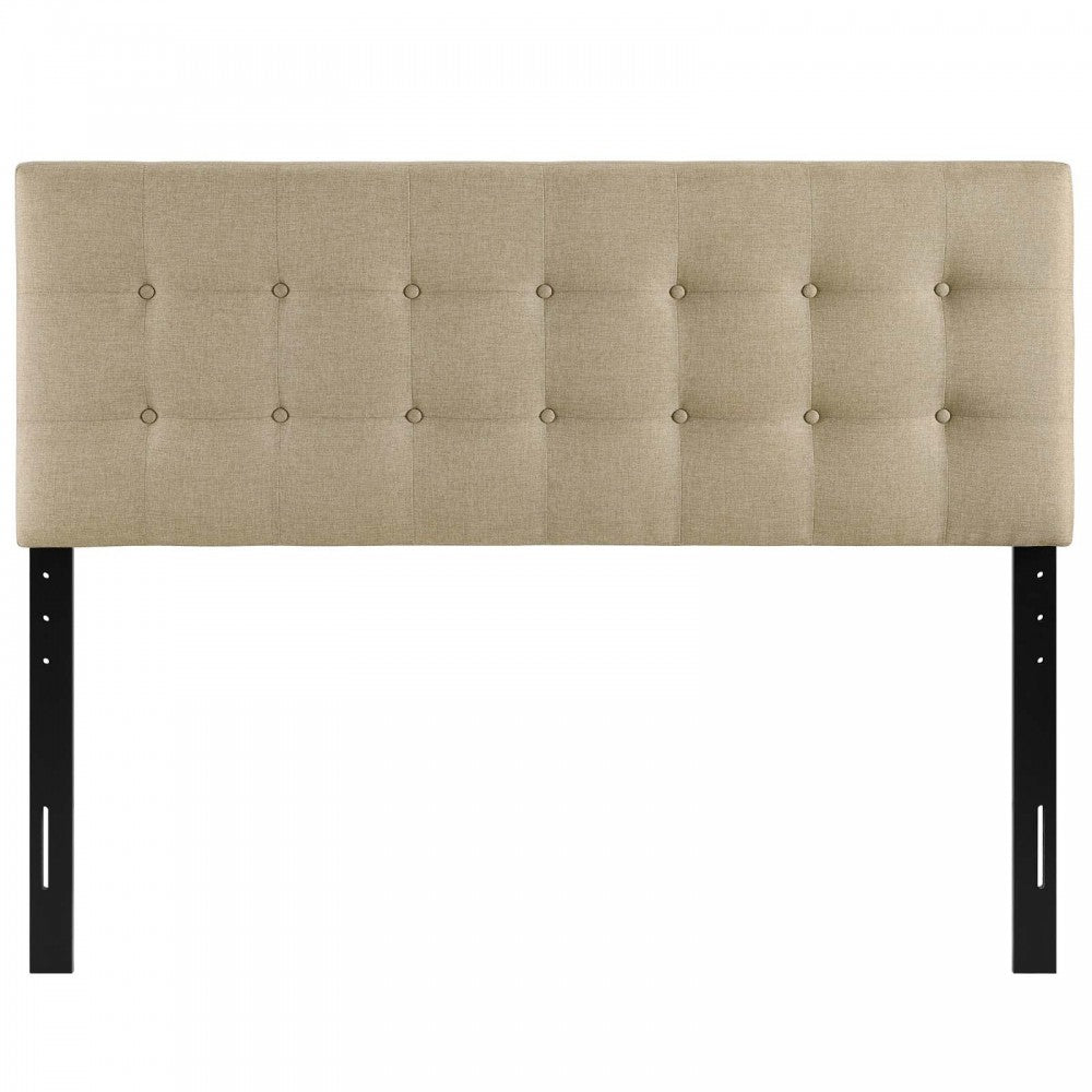 Emily Queen Upholstered Fabric Headboard, Beige