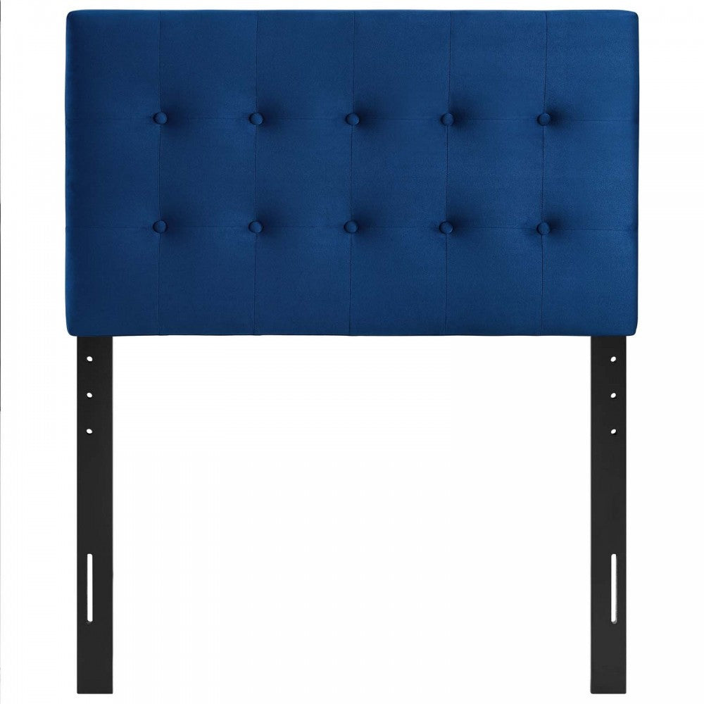 Emily Twin Biscuit Tufted Performance Velvet Headboard, Navy