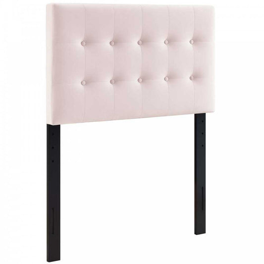 Emily Twin Biscuit Tufted Performance Velvet Headboard, Pink