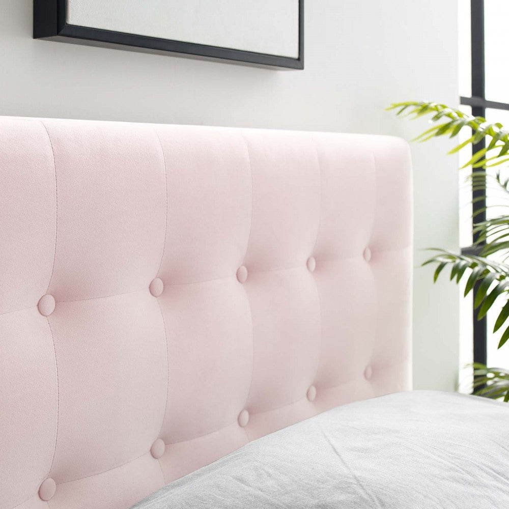 Emily Twin Biscuit Tufted Performance Velvet Headboard, Pink