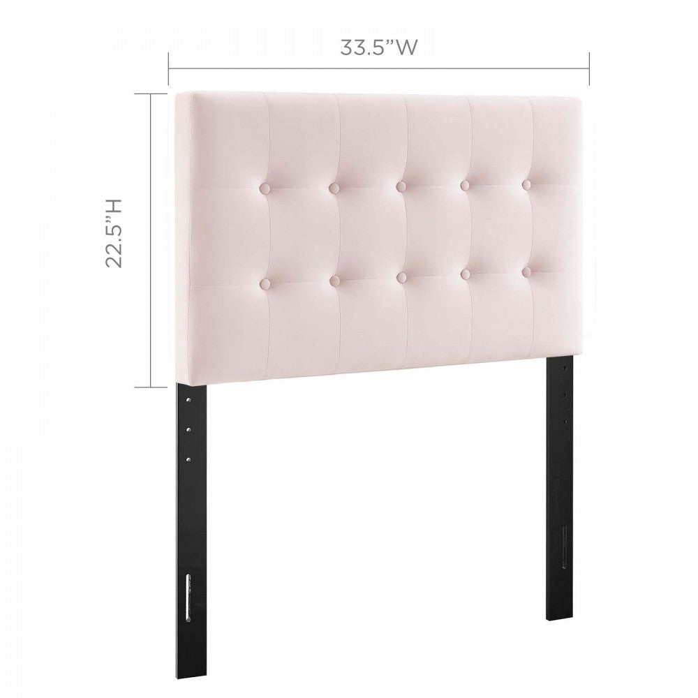 Emily Twin Biscuit Tufted Performance Velvet Headboard, Pink