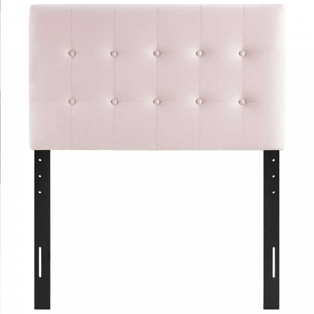 Emily Twin Biscuit Tufted Performance Velvet Headboard, Pink