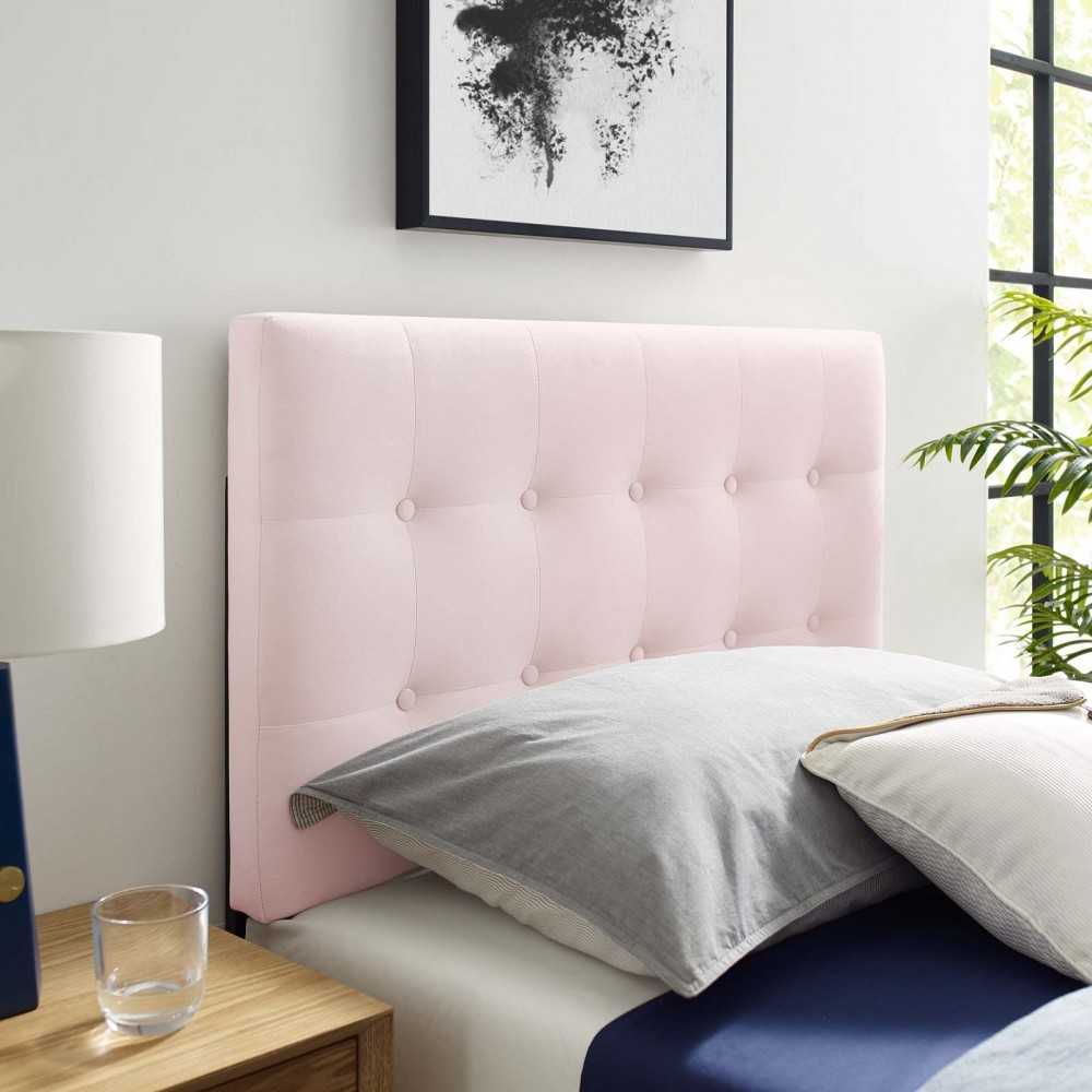 Emily Twin Biscuit Tufted Performance Velvet Headboard, Pink