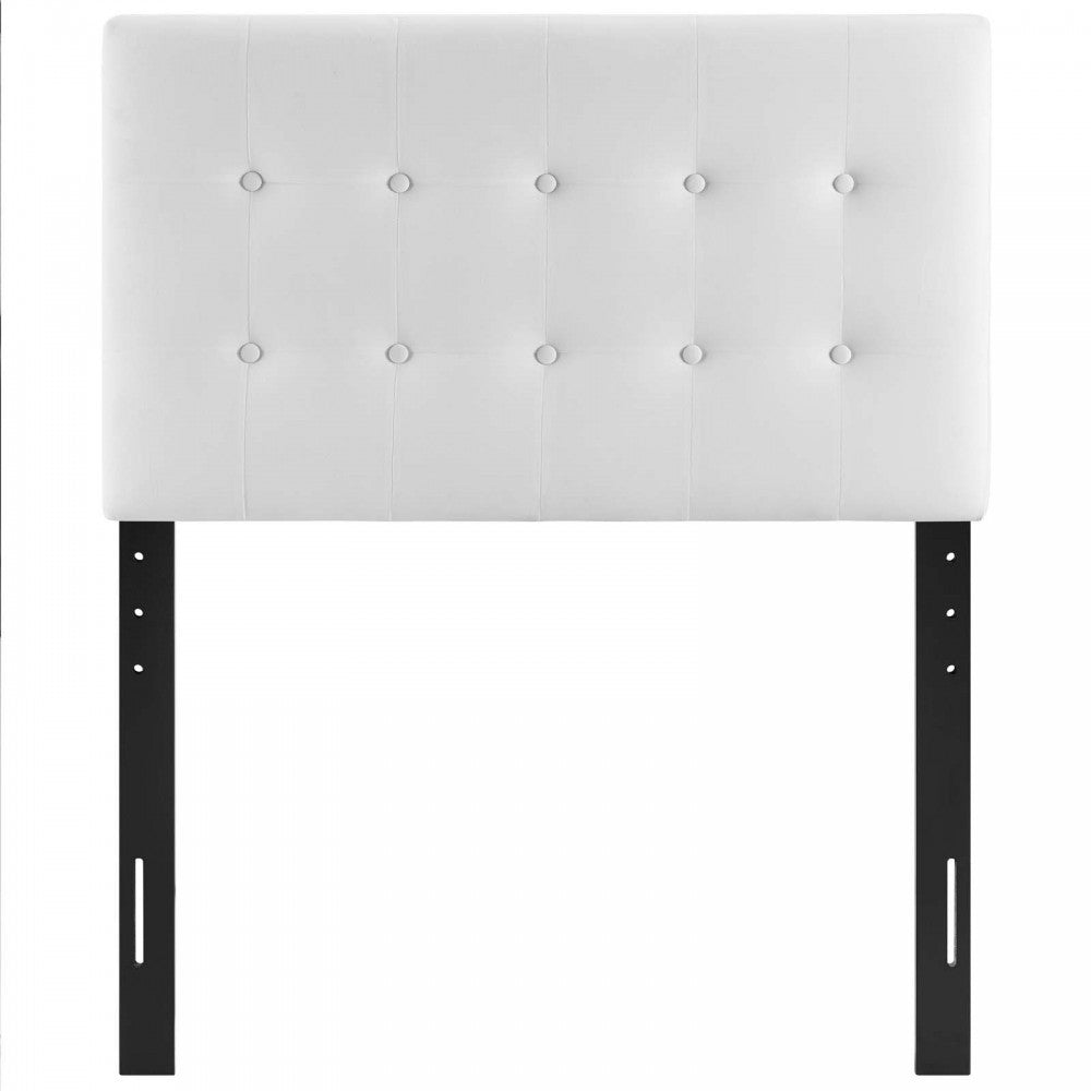 Emily Twin Biscuit Tufted Performance Velvet Headboard, White