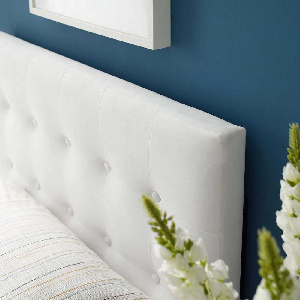 Emily Twin Biscuit Tufted Performance Velvet Headboard, White