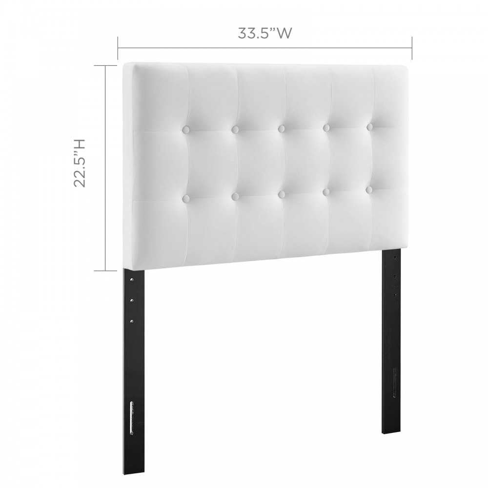 Emily Twin Biscuit Tufted Performance Velvet Headboard, White