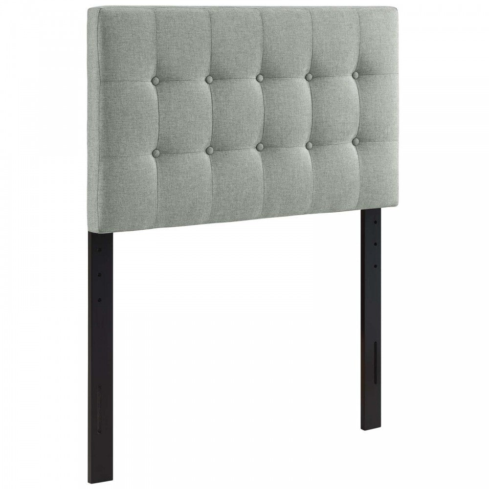 Emily Twin Upholstered Fabric Headboard, Gray