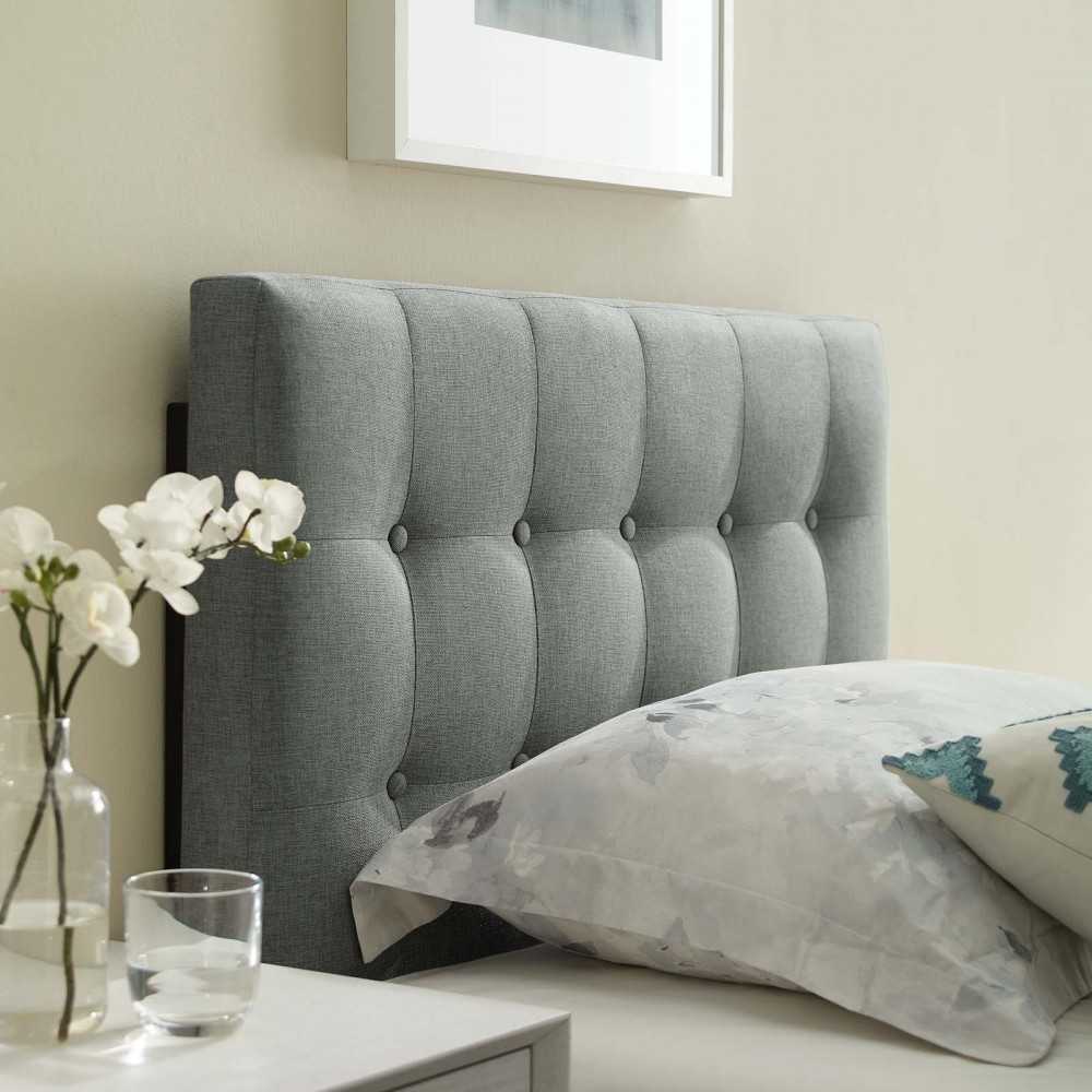 Emily Twin Upholstered Fabric Headboard, Gray