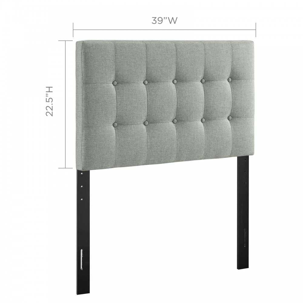 Emily Twin Upholstered Fabric Headboard, Gray