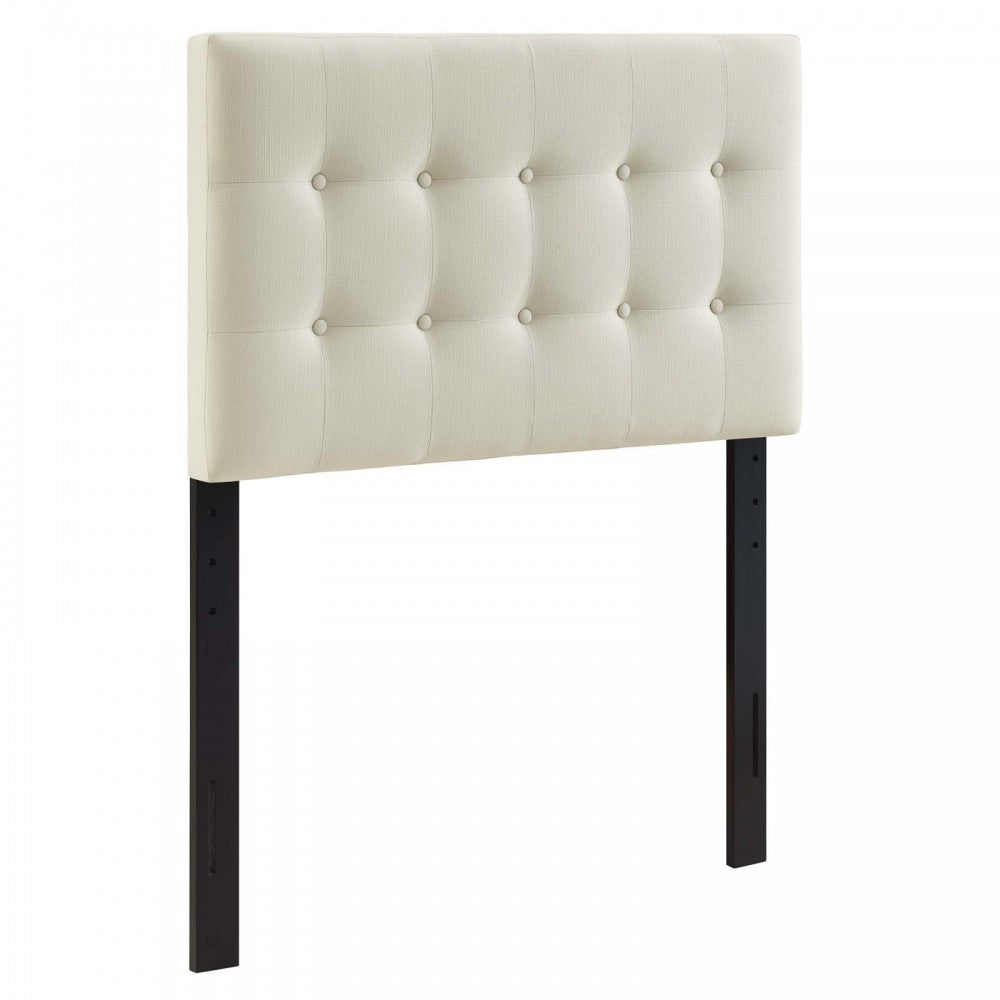 Emily Twin Upholstered Fabric Headboard, Ivory