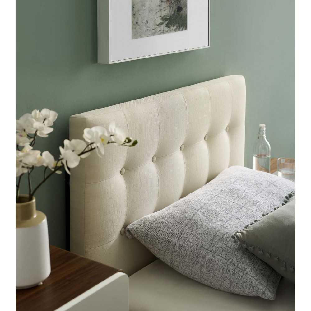 Emily Twin Upholstered Fabric Headboard, Ivory