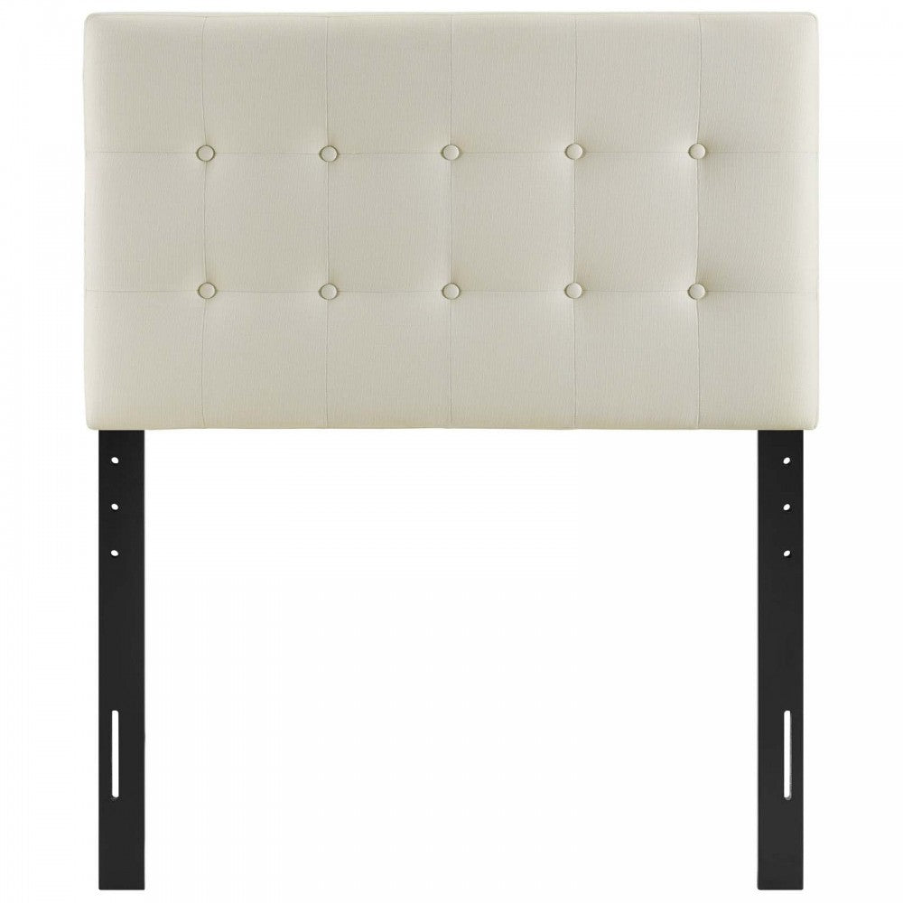 Emily Twin Upholstered Fabric Headboard, Ivory