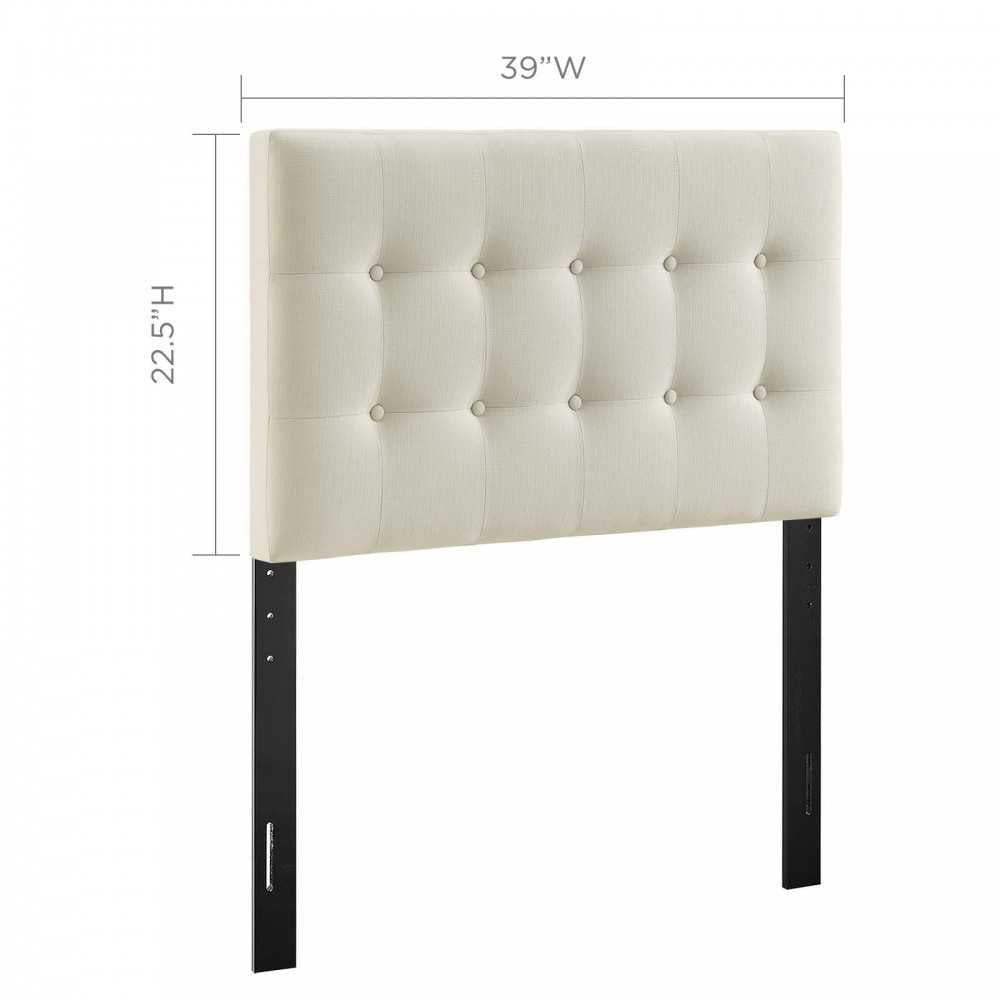 Emily Twin Upholstered Fabric Headboard, Ivory