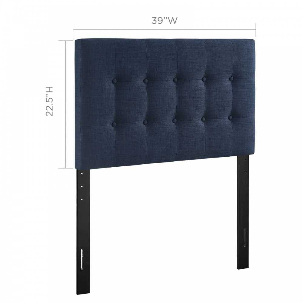 Emily Twin Upholstered Fabric Headboard, Navy