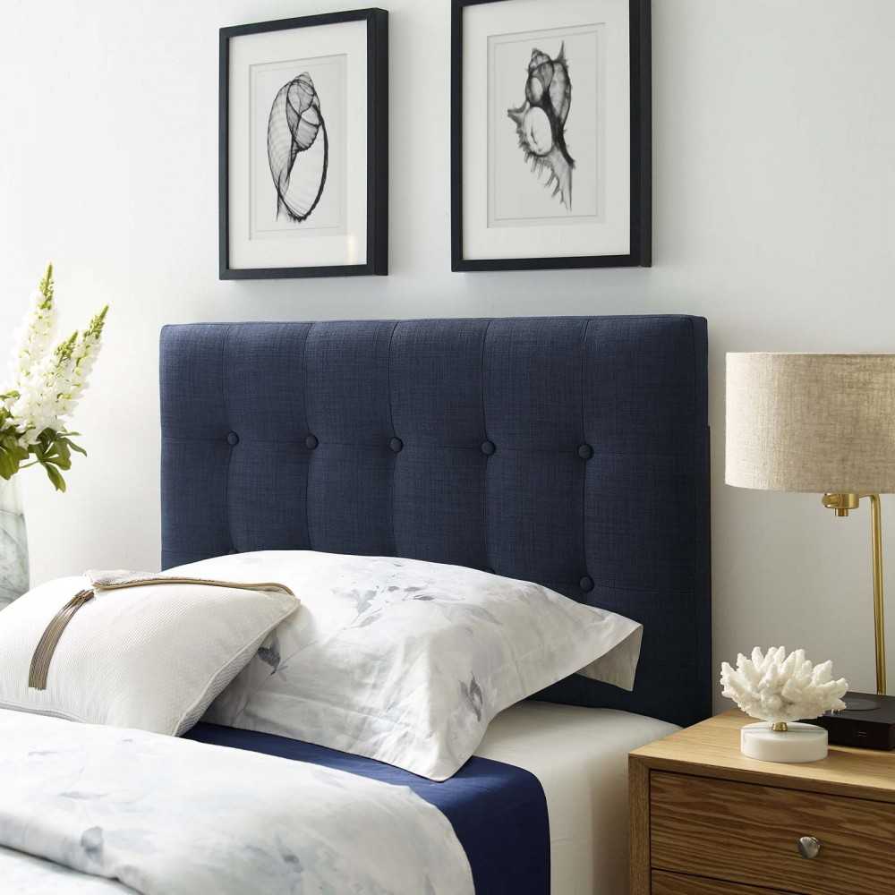 Emily Twin Upholstered Fabric Headboard, Navy