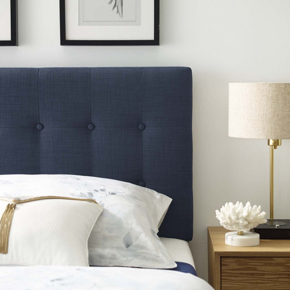 Emily Twin Upholstered Fabric Headboard, Navy