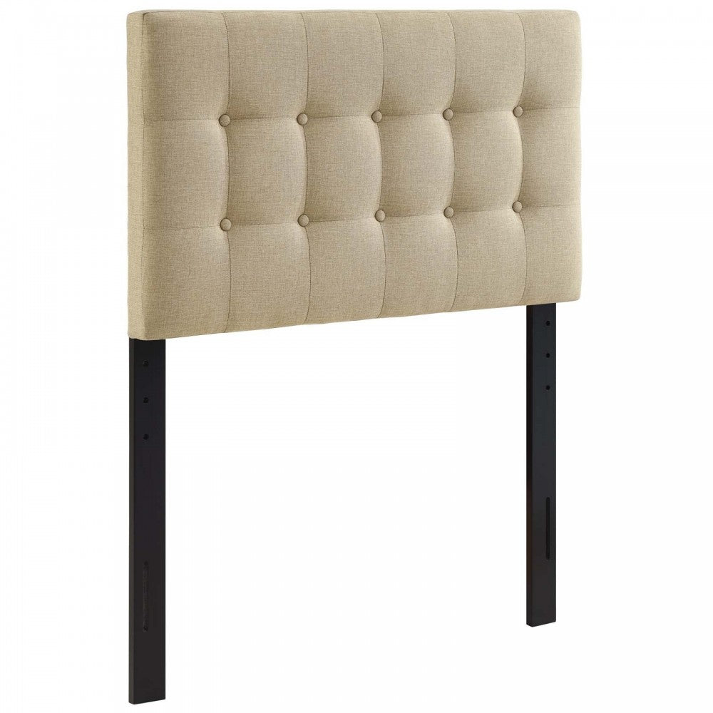 Emily Twin Upholstered Fabric Headboard, Beige