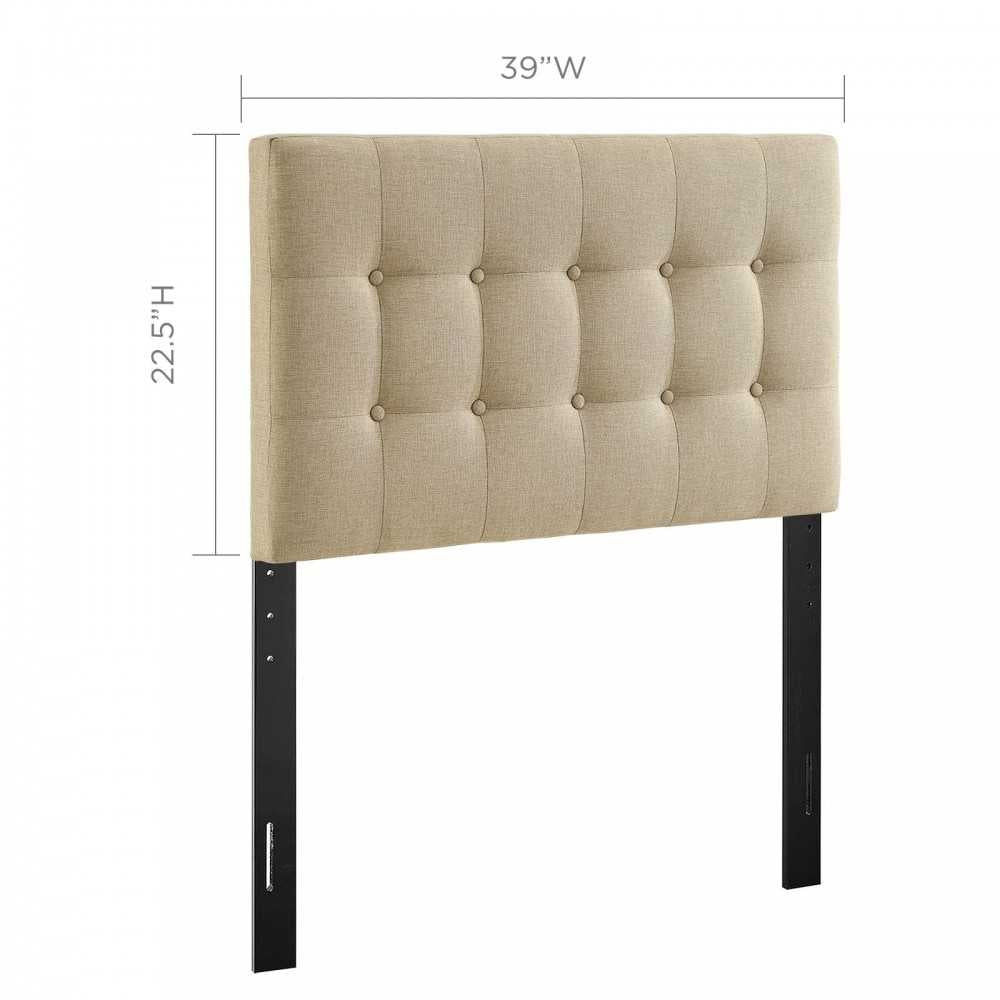 Emily Twin Upholstered Fabric Headboard, Beige