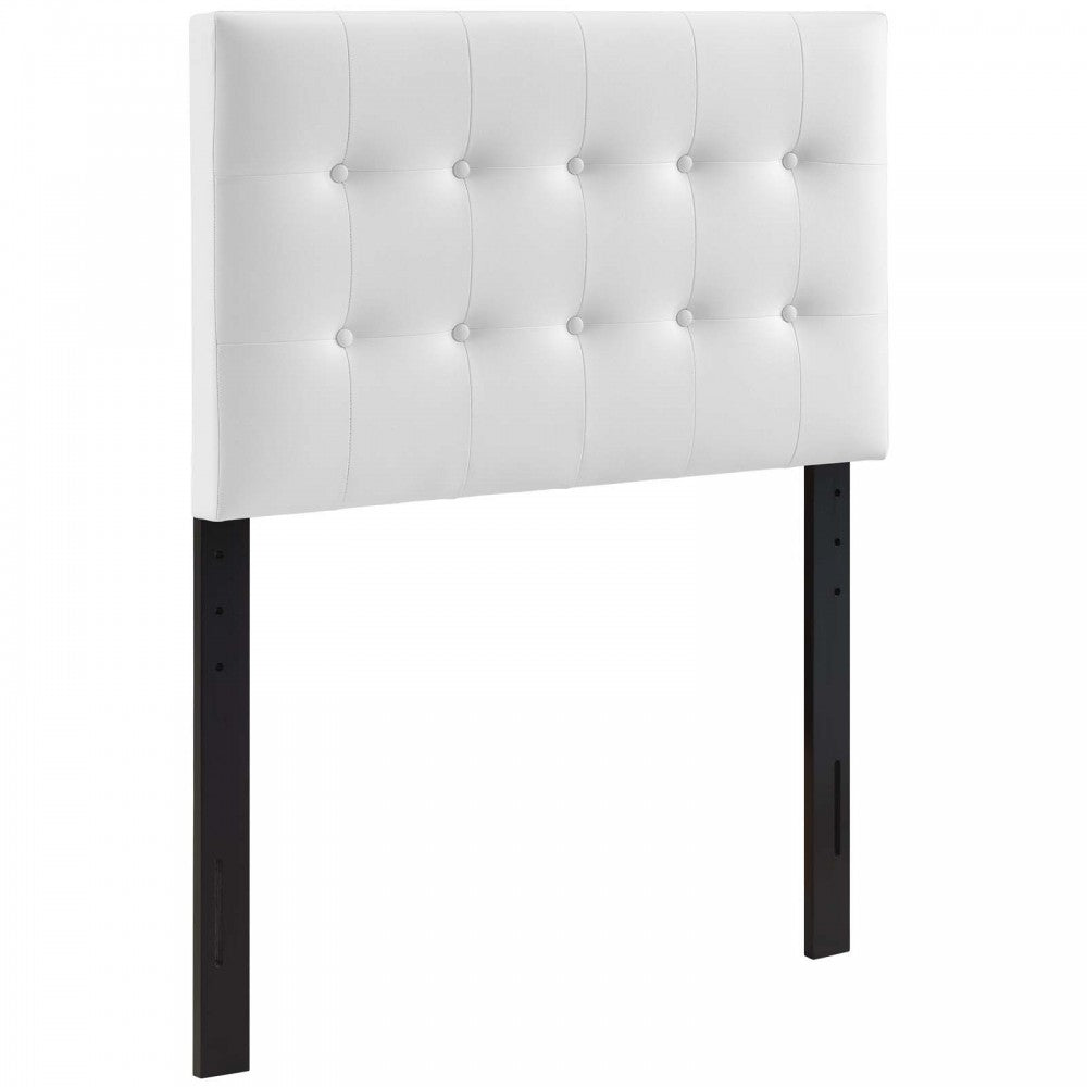 Emily Twin Upholstered Vinyl Headboard, White